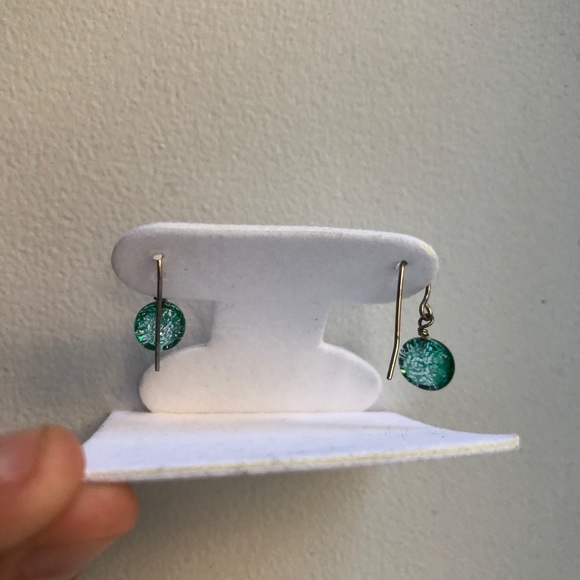 Green Metallic Foil Earrings - Picture 3 of 6